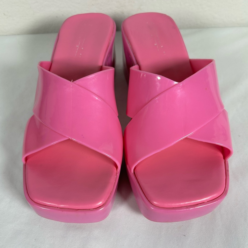 Free People Jeffrey Campbell Jelly Bubblegum Block Heels Platform Sandals Size 6